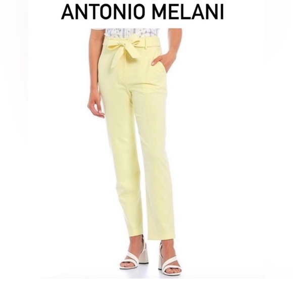 ANTONIO MELANI Pants - Antonio Melani Light Yellow Pants with Bow Size 10 NWOT